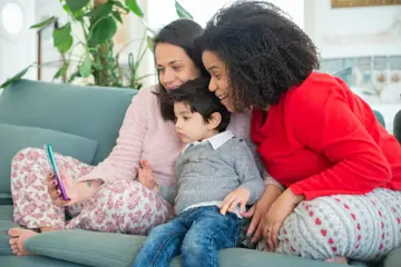 Woman And Child On Phone