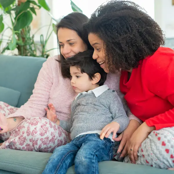 Woman And Child On Phone