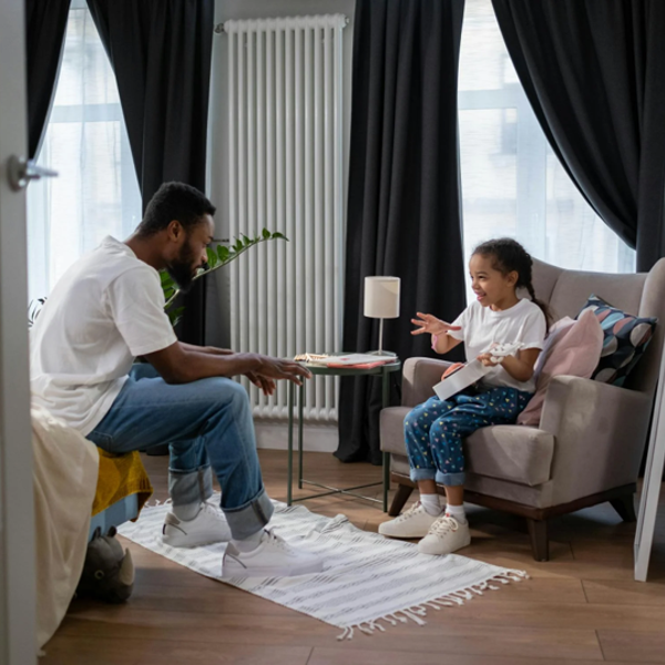 Man And Girl Talking